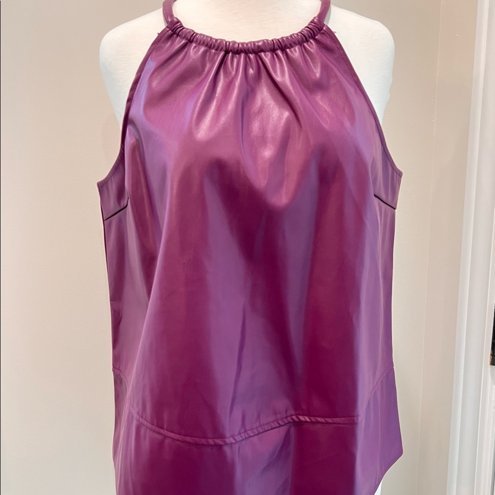 Anthropologie Purple Vegan Leather Halter Top